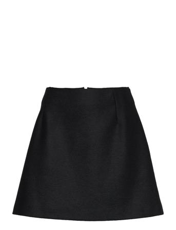 Women Mini Skirt Light Pressed Wool Kort Nederdel Sort Harris Wharf London
