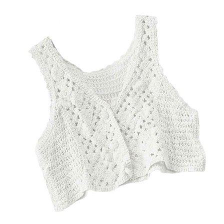 Vintage Söt Bomull Kofta Dam Sommar Ärmlös Toppar Virkad Västar