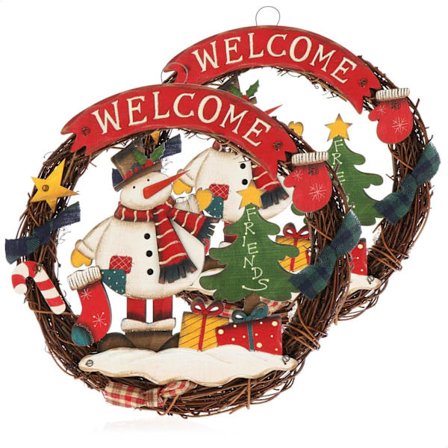 2 kpl Punottua Jouluseppeleitä, Oviseppele Tervetuloa Jouluun, Joulukoriste Ripustettavaksi, Puuseppeli Seppele Noin 24 cm Halkaisijaltaan