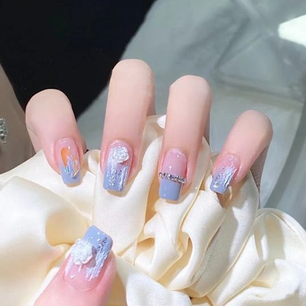 /#/24 kappaletta kiiltäviä rypäleen tekokynsiä, ranskalainen manikyyri tekokynnet,/#/