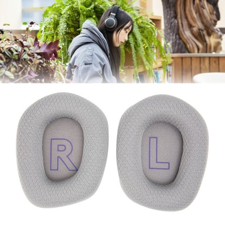Ørepude Puder Åndbar Komfortabel Elastisk Udskiftning Ørepude til Logitech G733 Hovedtelefoner Sølvgrå