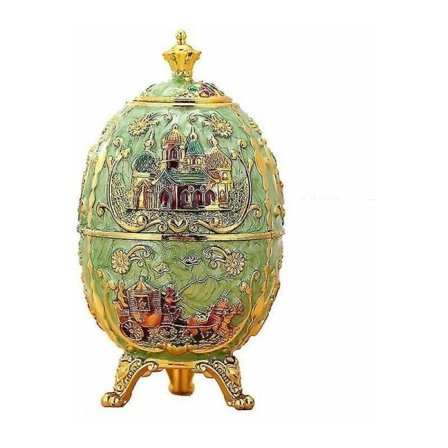 Fabergé-egg, keiserlige Fabergé-egg Fabergé-egg påskeegg håndmalt emalje Fabergé-egg eske tannpirkerske (spire rødt slott), 7*7*15cm