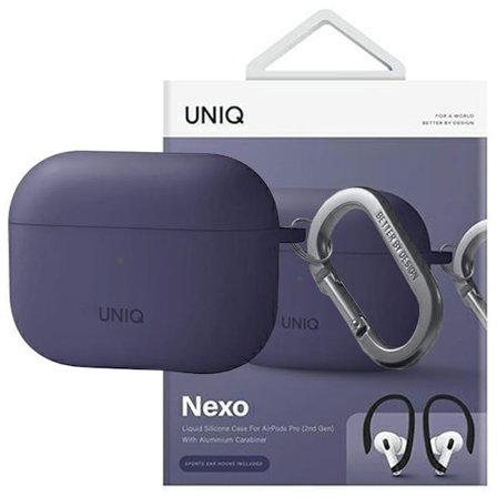 UNIQ veske Nexo AirPods Pro 2 gen + ørekroker Silikon lilla/figen lilla