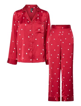 Pieces Pcjytte Xmas Satin Night Set Wvn - Red - S