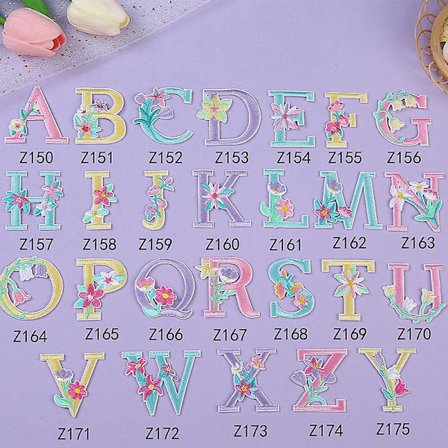 Dww-Pakke med 26 broderte strykemerker (bokstaver), strykemerker, broderte merker, klistremerker for klær, t-skjorter, jeans, vesker,