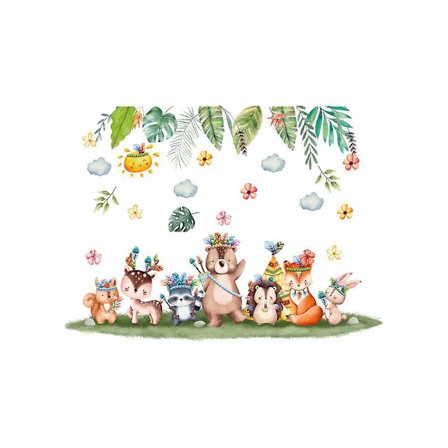 1 stk. dyrevægklistermærke, akvarelvægdekal, dyrevægkunstindretning til børns babyværelse stue soveværelse