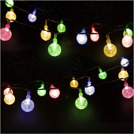 Solarlampa utomhus, 4,5 m 30 LED Kristallkula Ljusslinga med 2 Lägen Belysning Dekorativ för Julgran Trädgård Uteplats Balkong