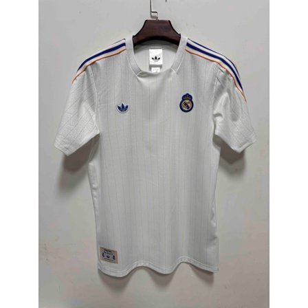 Real Madrid CF Vit Retro Casual Spelar Fotbolls T-shirt S-3XL