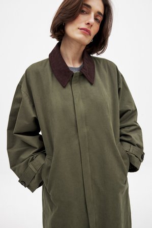 NA-KD Contrast Collar Trenchcoat - Trenchcoats - Grøn - EU 32