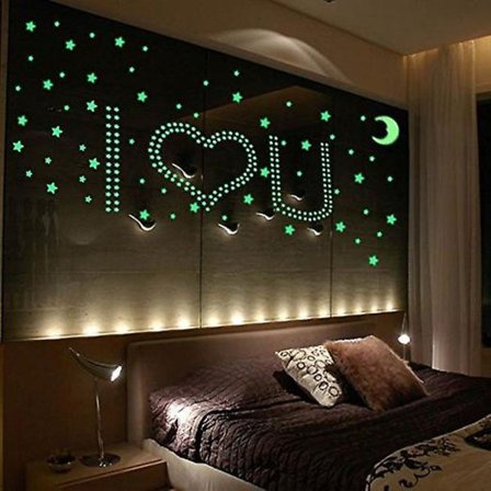 Glow in the Dark Stars med bonusmåne - Endast stjärnor drivna av Illumaglow2.0