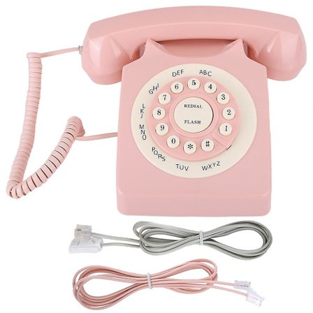 Rosa Vintage Telefon - Högkvalitativt Samtal - Hemmakontor Trådbunden Telefon JL