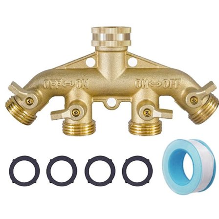 Mässing 4-vägs krankoppling, 3/4" trädgårdskranfördelare, slangdelare