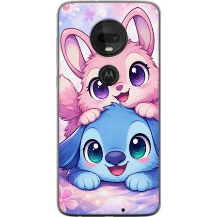 Kompatibel Mobilcover til Motorola Motorola Moto G7 Sød kawaii illustration med pink og blå fantasidyr, store øjne og bløde farver perfekt til bø