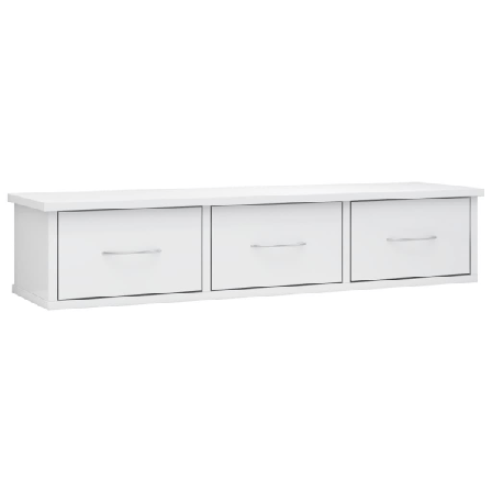 Vidaxl Väggmonterade Lådor Vit Högglans 88x26x18,5 Cm Spånskiva Vit