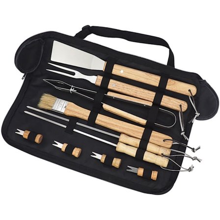 10 kpl Grillaussetti Ruostumattomasta Teräksestä, Grillaustarvikkeet Miehille, Korkealaatuinen Grilli Työkalusetti Retkeilyyn, Ruskea