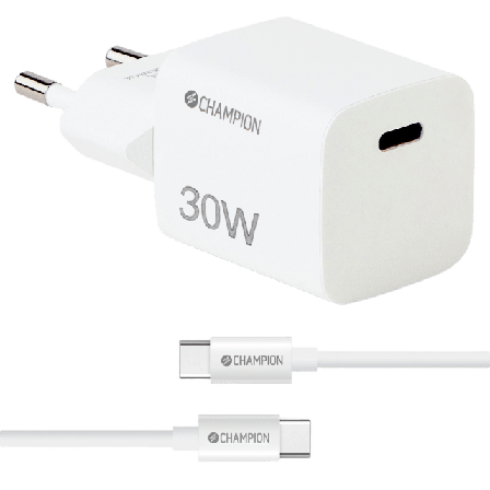 Champion Nordic Laddare 30w + Usb-c Kabel Övriga tillbehör Vit