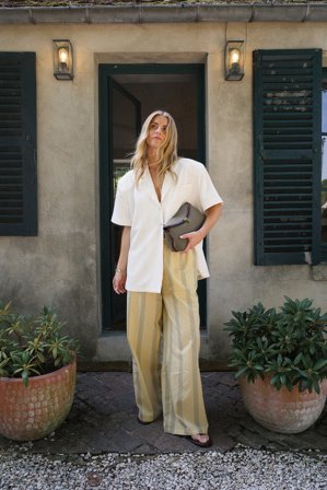 Michaela Wissén x NA-KD - Bukse i bomull med striper - Stripete bukser - Stripete - EU 34