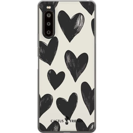 Kompatibelt Mobilskal till Sony Sony Xperia 10 II Cactus and Friends - Bold Black Love Pattern