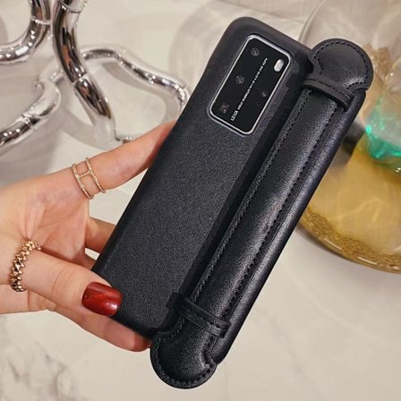 Etui til iPhone 14plus sort enkelt skal snor trendy mærke internet berømthed læder vibrato wr