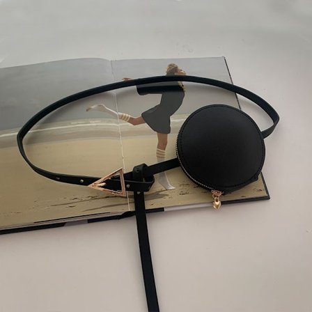 Vegansk læderbælte med lille taske perfekt til penge og festival Bl