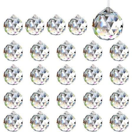 ING Prism Solfangere, 24 stk., 24 mm, Hængende Krystaller, Regnbuevedhæng til Vinduer, Lysekroner, Feng Shui & Gave