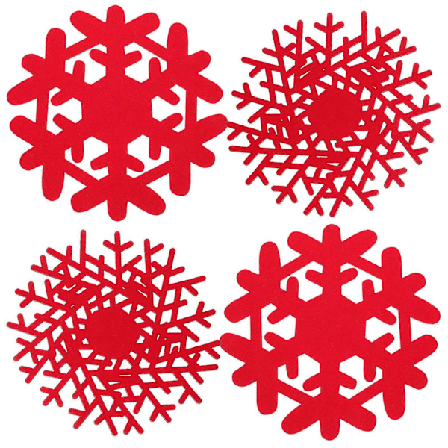 4 stk. Snøfnugg Gryteklut Juledekorativ Brikke Drikkekopp Brikke Bordbrikke