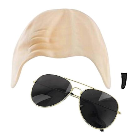 Mr. Worldwide Skaldet Hoved & Solbriller Sæt, Kendisikon Kostume Tilbehørssæt Pitbull (FMY)