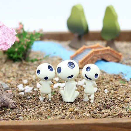 3 st/lot Princess Mononoke Träd Tomtar Mikro Landskap Trädgårdsskötsel Dekorativa krukor Blomkrukor Harts Trädgårdstillbehör Ornament