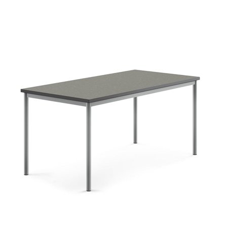 Desk SONITUS, 1600x800x720 mm, dark grey linoleum, alu grey