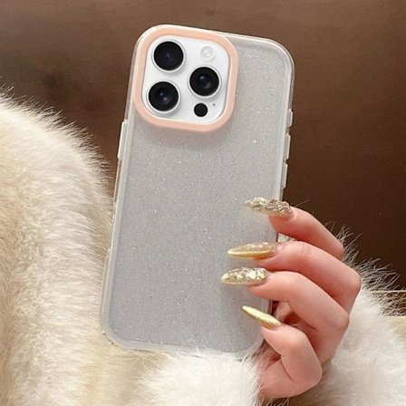 iPhone 16 Pro Max Glitter Kontrastfärg PC Hybrid TPU Skal