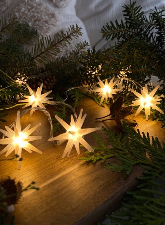 Lyslenke med stjerner 120cm - hvit