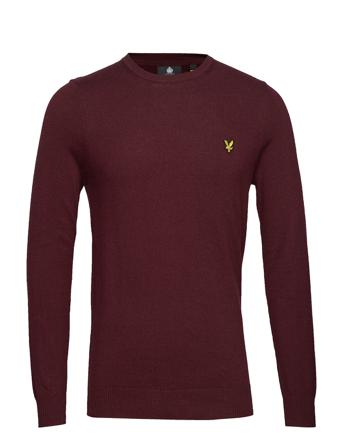 Cotton Merino Crew Jumper Strikkegenser M. Rund Krage Rød Lyle & Scott