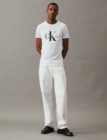 Calvin Klein Jeans Core Monologo Slim Tee - White - M