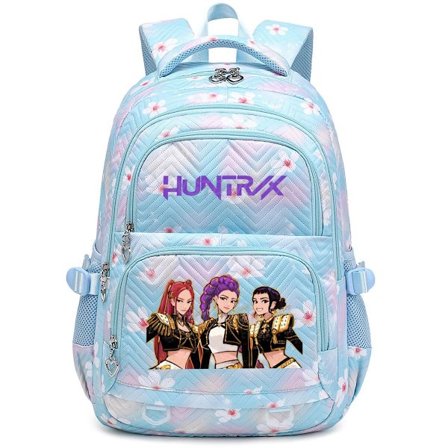 Kpop Devil Hunter Tryckt Ryggsäck, Studentryggsäck med Stor Kapacitet, Blommig Ryggsäck, Reseryggsäck