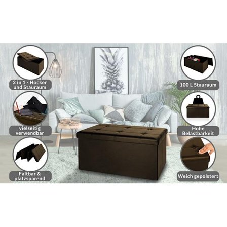 Förvaringsbänk med avtagbar sits, hopfällbar, 80x40x40cm