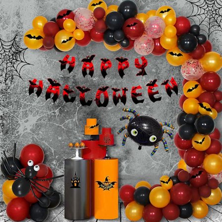 QQ-Halloween dekoration, Halloween Dekorationssæt 146 stk - Sort Orange Konfetti Ballon A