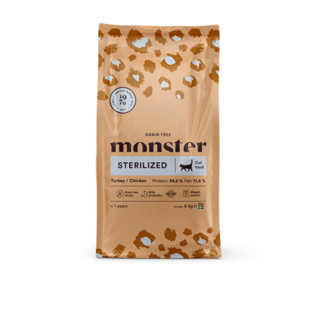 Monster Pet Food - Katt Kornfri sterilisert kalkun/kylling 6 kg - Katt - Kattefôr & kattemat - Tørrfôr for katt - ZOO.no