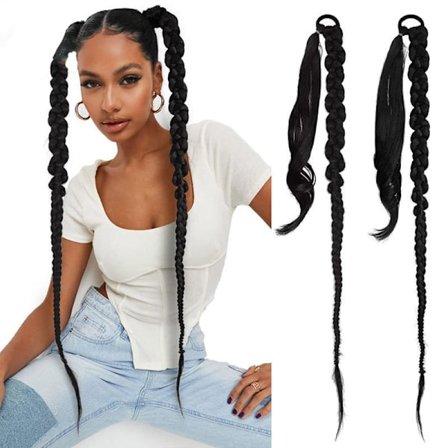 Svarta Twist Braids Crochet Hair Extensions (2 stycken)