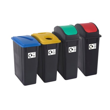 Slimline recycling set, 4 x 65 L recycling bins