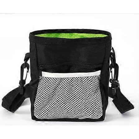 Godtepose for hundeturer med poseholder for hundeposer, klikker for kjæledyrstrening og justerbart belte (Svart)