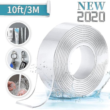 Vaskbar sporløs tape, 3m Nano dobbeltsidig tape gjennomsiktig avtagbar gjenbrukbar limtape, ekstra sterk klebekraft