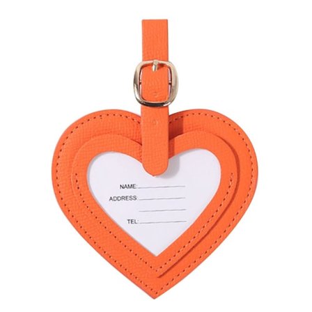 2 stk Hjerte Bagagelapper Anti-Lost Bagage Tags ORANGE