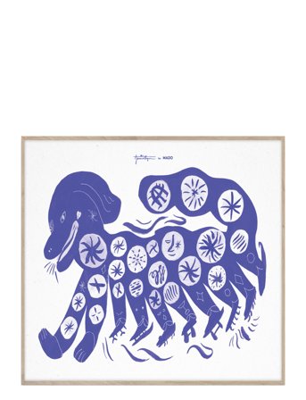 Chinese Dog, Blue - 50X70 Patterned MADO