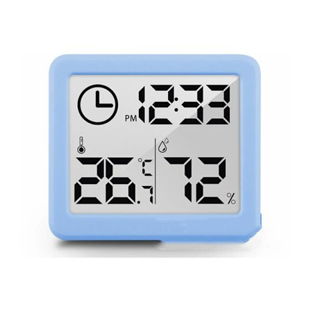 Termometer för inomhusbruk Termometer Hygrometer Digital LCD C/F Temperatur Hygrometer Väckarklocka, Blå