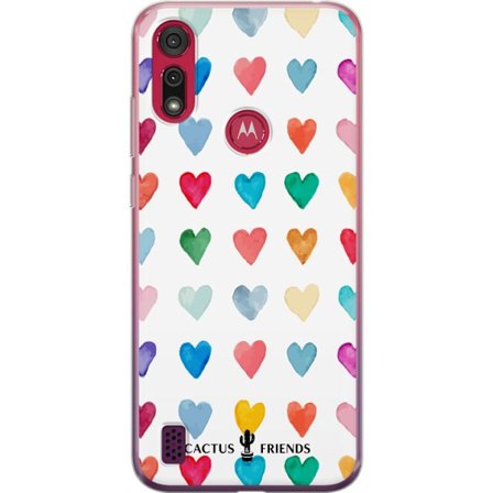 Yhteensopiva Puhelinkuori Motorola Motorola Moto E6s (2020) Cactus and Friends - Watercolor Love Grid