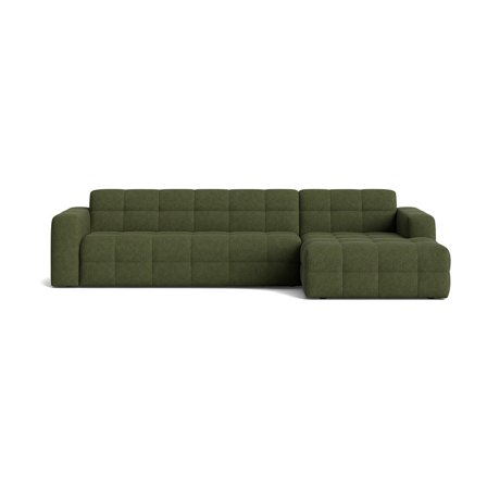 Paris Chaiselongue-Sofa, rechts, Aragon Grün, modernes gestepptes Design, komfortable Polsterung für Wohnzimmer, elegantes Ecksofa 77cm.