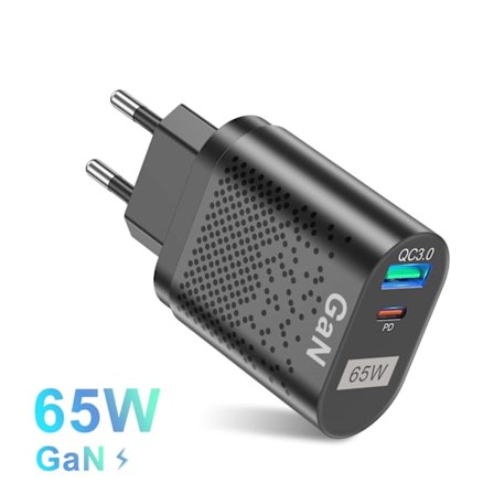 65W Gan USB-laddare Snabbladdningsadapter QC3.0 Universal EU/US/KR/AU Kontakt Galliumnitrid Snabbladdande Telefonladdningshuvud