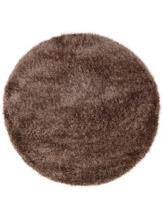 Einfarbig Hochflorteppich Klein Luxe Shaggy - Hellbraun Ø 150