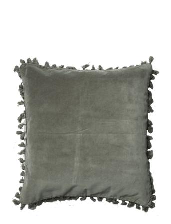 Cushion Cover Velvet Cotton W Fringe Home Textiles Cushions & Blankets Cushion Covers Beige C'est Bon