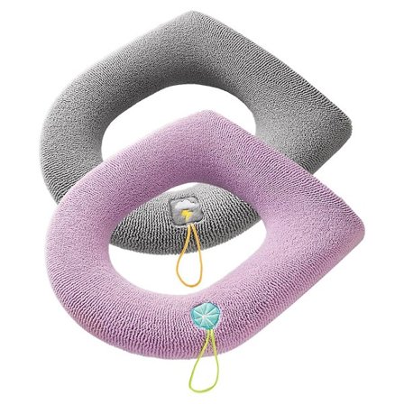 2 stk. Varme Toiletsædebetræk til Badeværelse Bløde Tykke Toiletsædebetræk Med Håndtag Toiletsæder Nem Installation